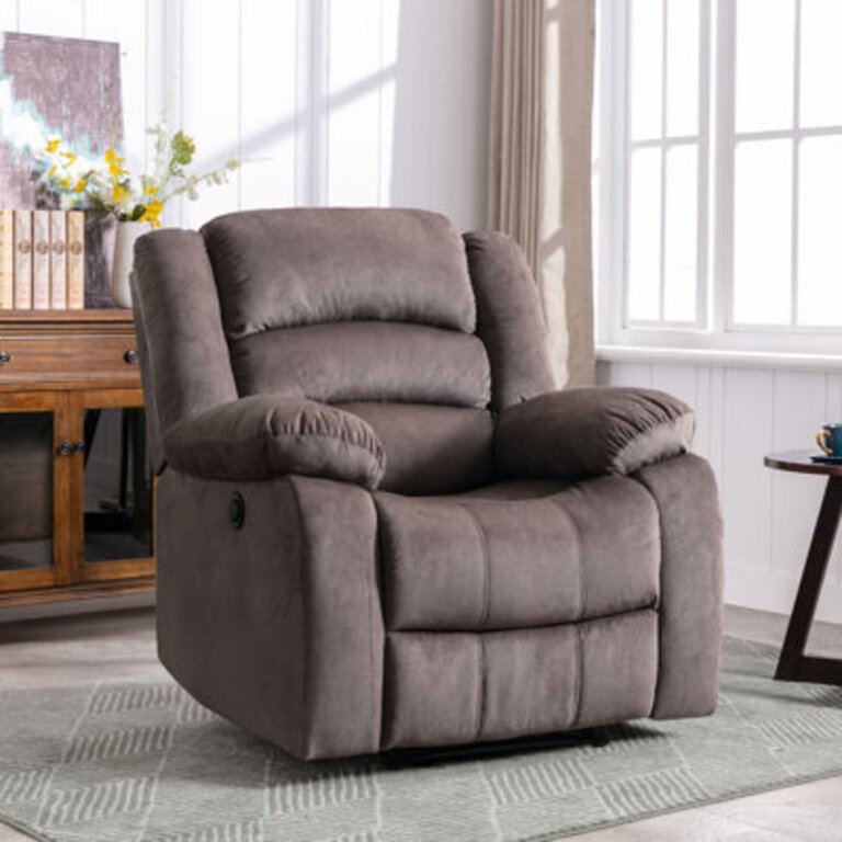 371 Wide Modern and Super Soft Overstuffed Power Standard Recliner with Padded Armrest