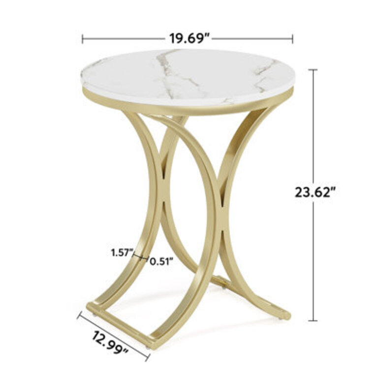 Erin-Louise Round Side Table White Gold End Table