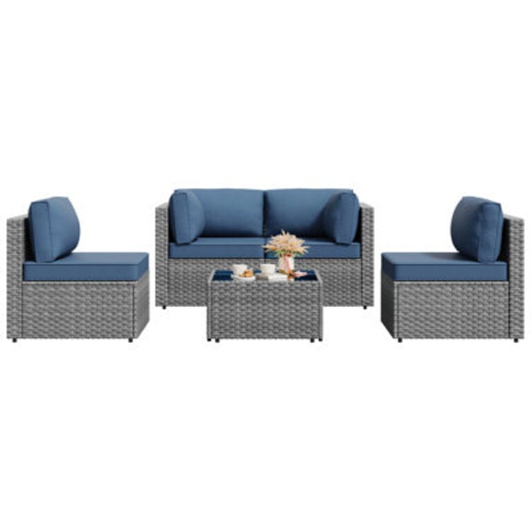 Swain 5-Piece Outdoor Patio Furniture Seating Group with Cushions