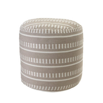 Lebo Coastal Striped IndoorOutdoor Upholstered Pouf