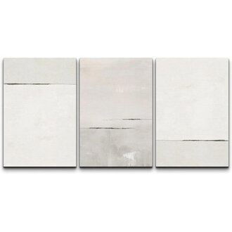 Minimalist Beige  Grey Tunes Abstract Horizon Lines Artwork Simple Neutral Modern Wall Pictures Framed Canvas Giclee Print 3 Pieces Wall Art x3 pcs