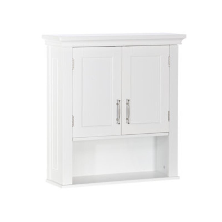 RiverRidge Somerset Two-Door Bathroom and Laundry Wall Mount Storage Medicine Cabinet with Open and Adjustable Shelf