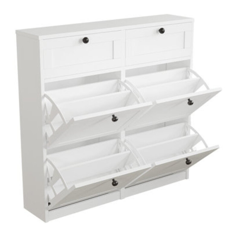 24 Pair Shoe Storage Cabinet With 2 Drawers