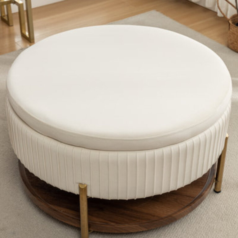 Charyn Upholstered Round Storage Ottoman
