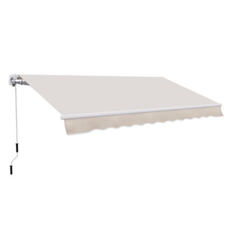 Outsunny 7874 W x 4925 D Polyester Beige Cover Retractable Patio Awning