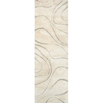 Carolyn Baltej Modern Shag CreamIvory Area Rug - Transitional Rug for Living Room Bedroom