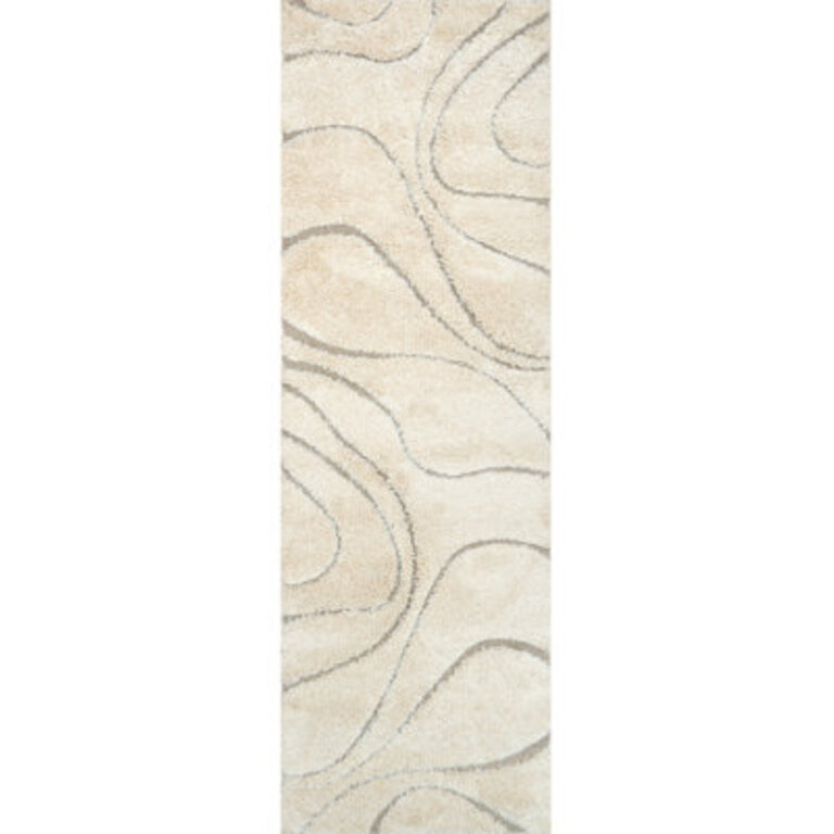 Carolyn Baltej Modern Shag CreamIvory Area Rug - Transitional Rug for Living Room Bedroom