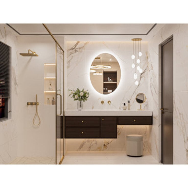 Amyla Oval Backlit LED Bathroom Vanity Mirror AntiFog Dimmable Wall Mirror