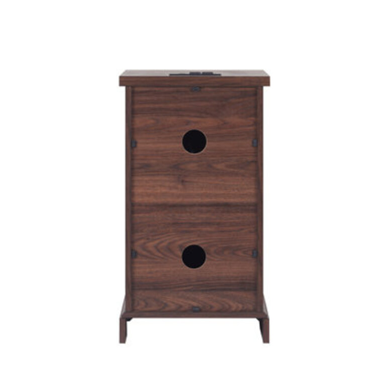 Rasema Nightstand with Charging Station Farmhouse End Table  Barn Door Adjustable Storage Shelf