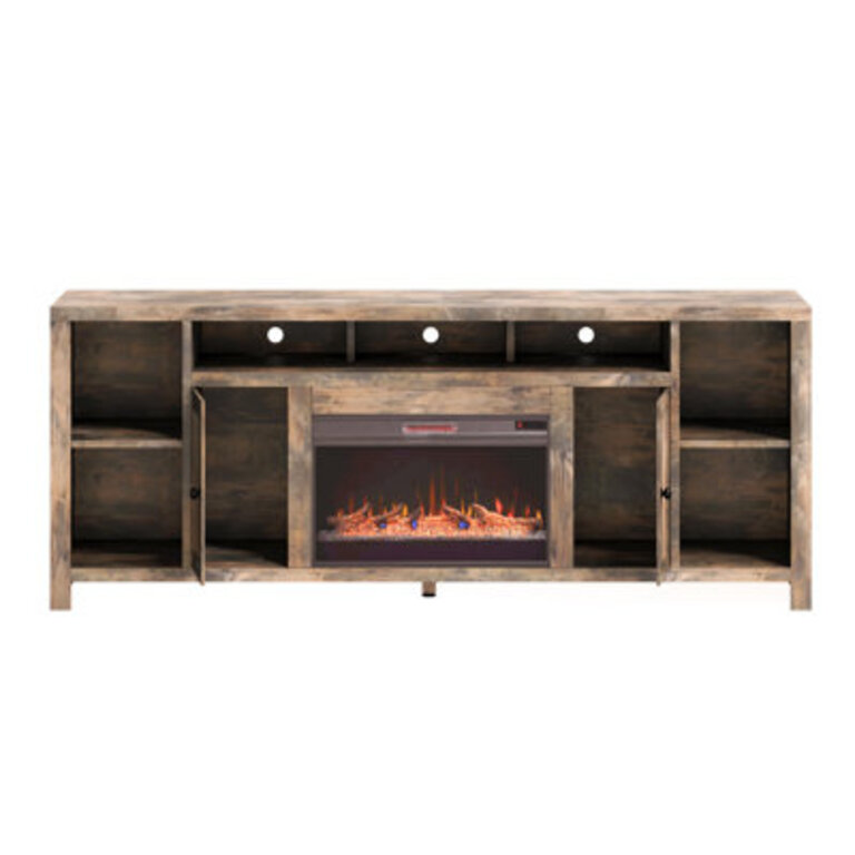 Columbia 84 W Solid and Manufactured Wood Electric Fireplace TV Stand