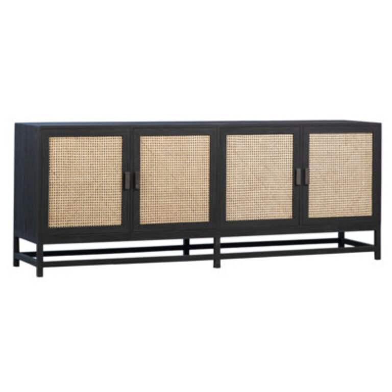 Royette 72 Exotic Teak Wood and Rattan Sideboard