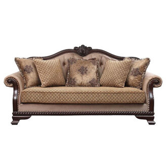 Ira Beige 895 Rolled Arms Tufted Sofa
