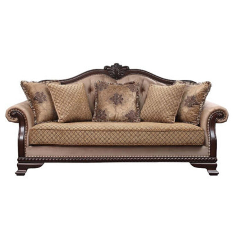 Ira Beige 895 Rolled Arms Tufted Sofa