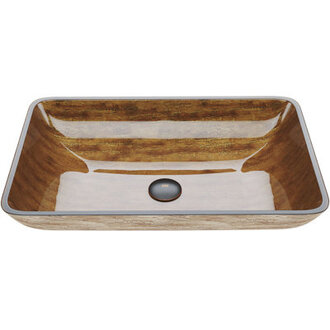 Donatello Golden Greek Glass Rectangular Vessel Bathroom Sink