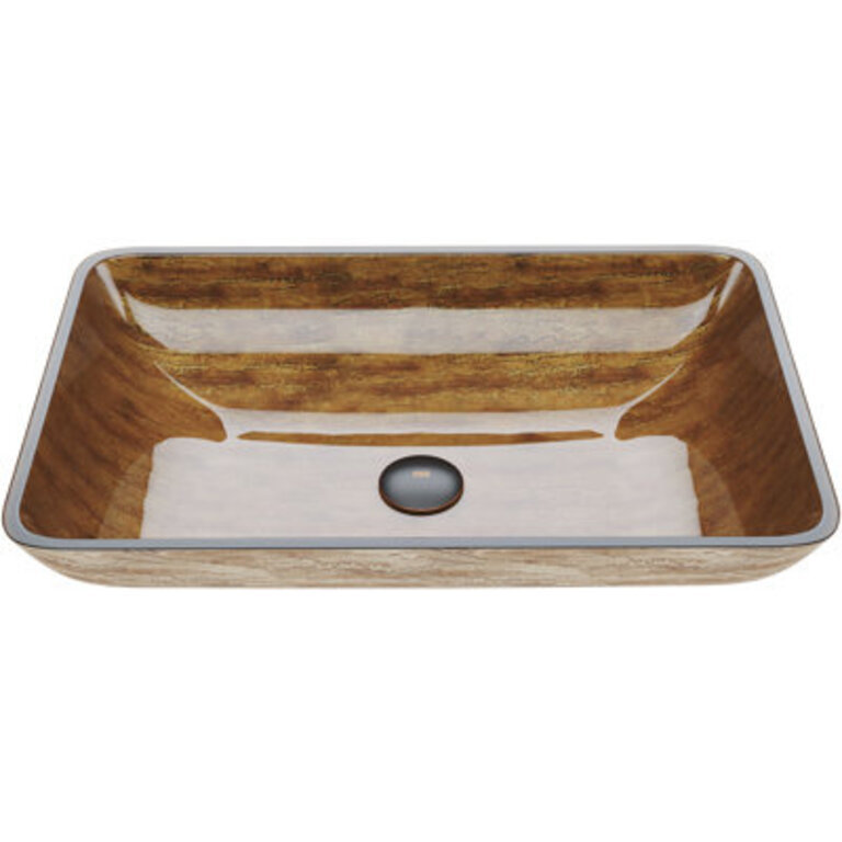 Donatello Golden Greek Glass Rectangular Vessel Bathroom Sink