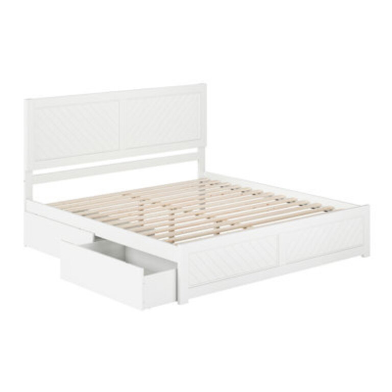 Jeinny Solid Wood Platform Bed with Matching Footboard  Storage Drawers