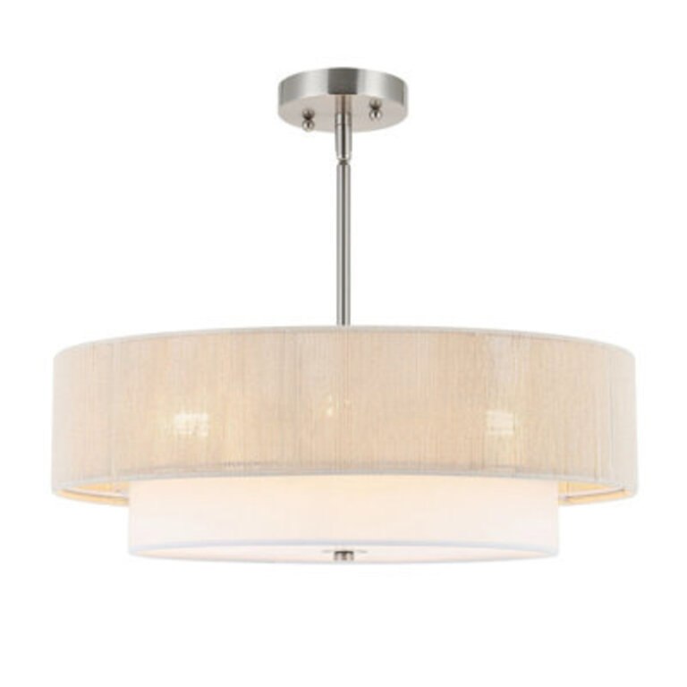Reenat 4-Light Dimmable Shaded Drum Semi Flush Mount Chandelier