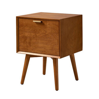 Boneva Mid-century Modern 18W 2-Drawer End Table with Hidden Drawer and Charging Station