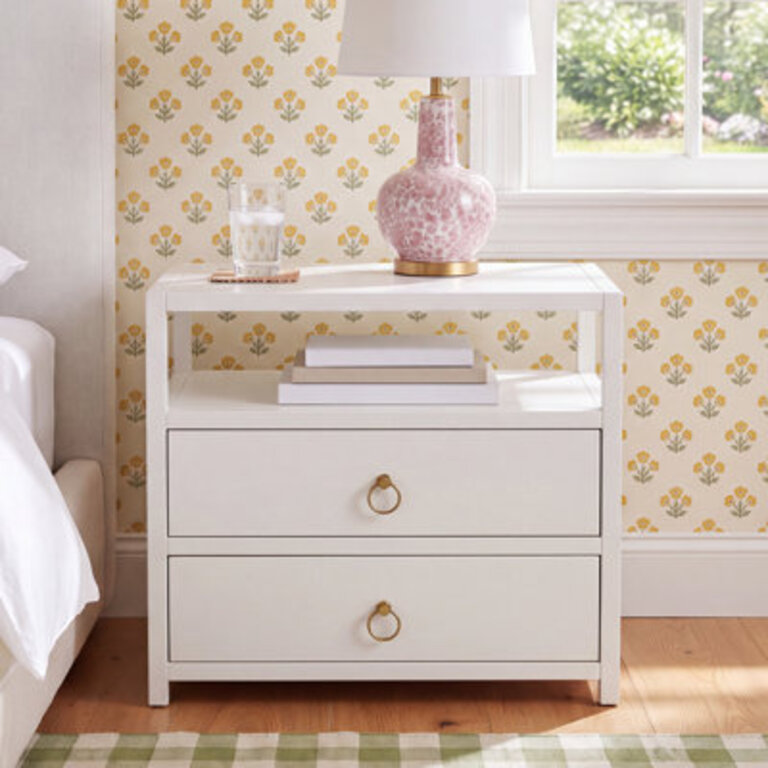 Elin 2-Drawer Nightstand with Open Shelf