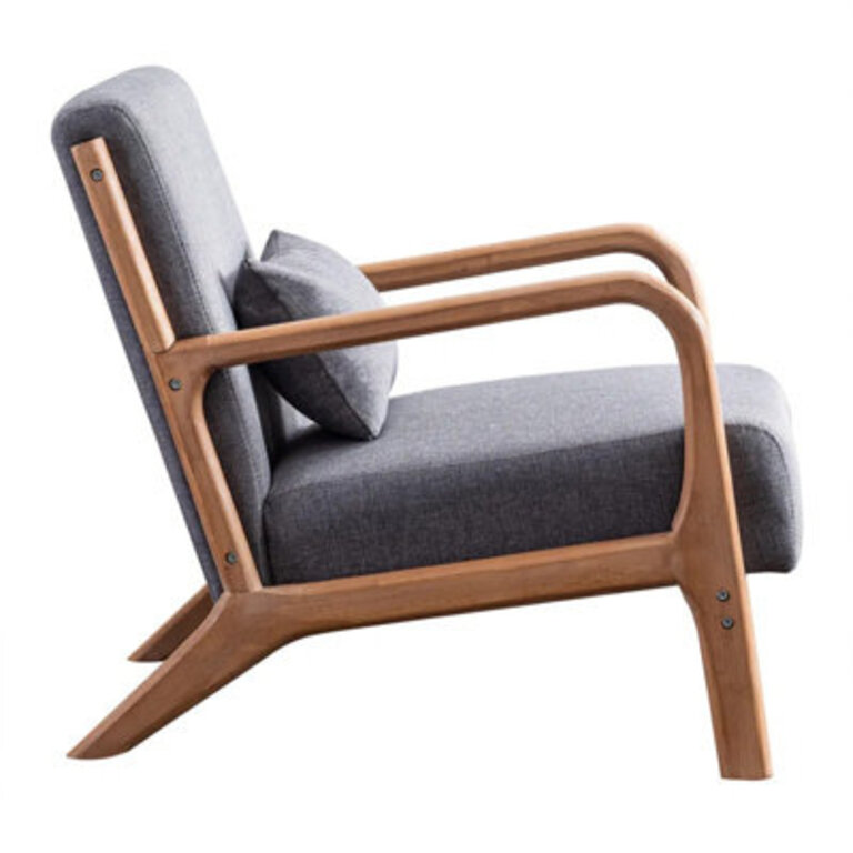 Hertford 26 Wide Mid Century Upholstered Solid Wood Accent Chair with an Extra Pillow