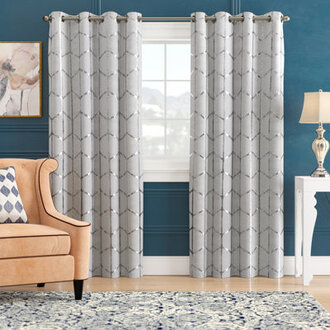 Raina Geometric Total Blackout Grommet Single Curtain Panel