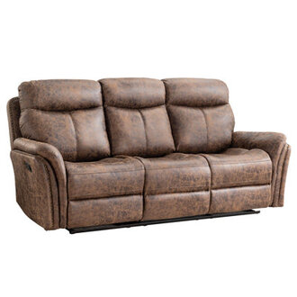 Monserratte 83.5''Wide Classic Soft and Breathable Vegan Leather Manual Reclining Sofa with Nailhead Trim