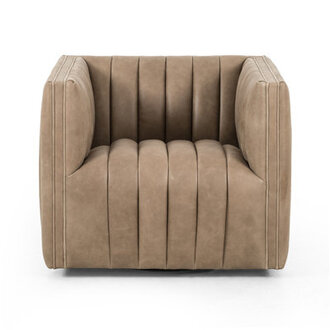 Brandt Genuine Leather Swivel Club Chair
