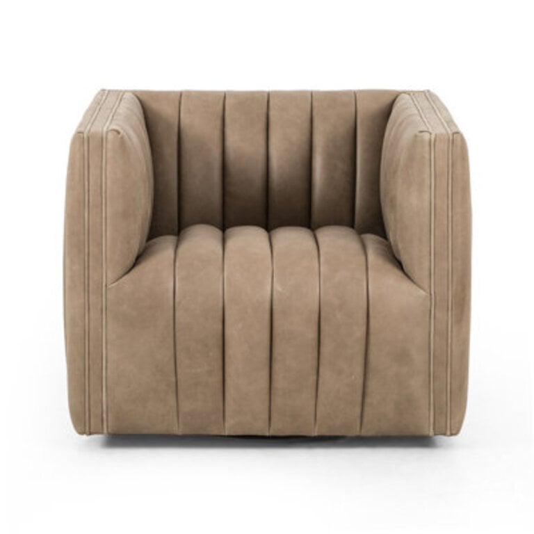 Brandt Genuine Leather Swivel Club Chair