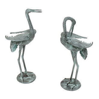 Rittenhouse 2 Piece Preening Crane Statue Set