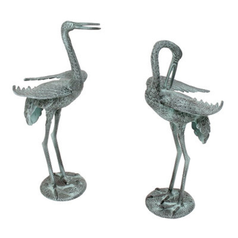Rittenhouse 2 Piece Preening Crane Statue Set