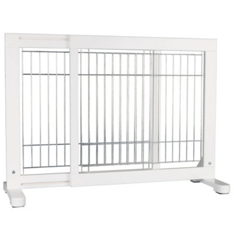 TRIXIE Adjustable Wooden Freestanding Pet Gate 24 Tall Step Over Expands to 425 Pet Barrier