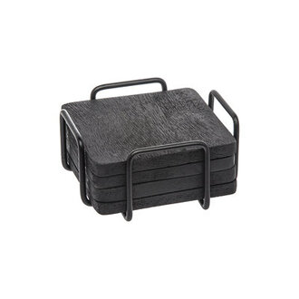 Wallis Square 4 Piece Coaster Set With Holder