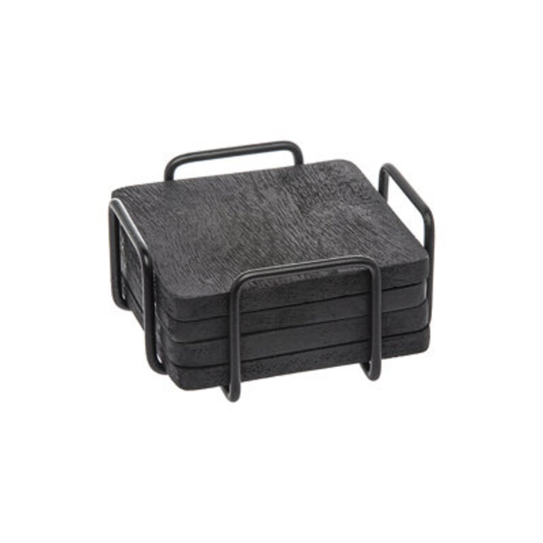 Wallis Square 4 Piece Coaster Set With Holder