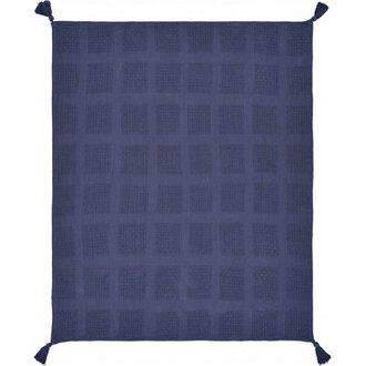 50 X 60 Navy Blue Woven Cotton Throw Blanket with Tassels