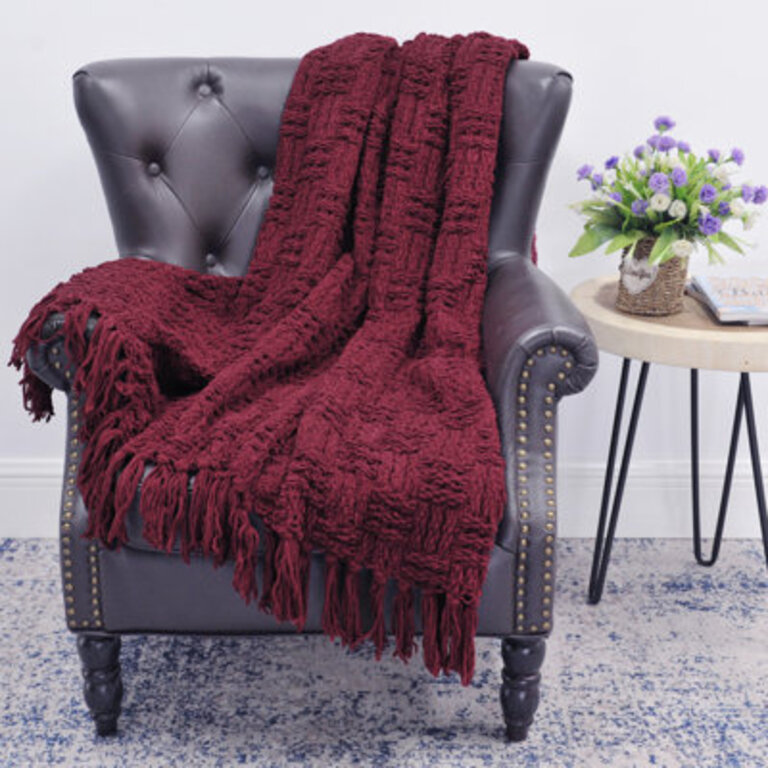 Cable Tweed Knit Throw Blanket