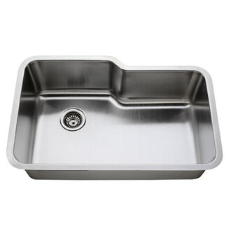 319 x 207 Undermount Single Bowl Kitchen Sink in 16-Gauge T-304 Stainless Steel with Bottom Grid and Basket Strainer