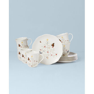 Butterfly Meadow Seasonal 12 Piece Porcelain China Set Service for 6