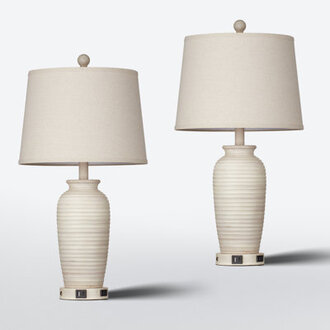 Allisan 24.3" USB Table Lamp Set with Touch Control and Bulbs