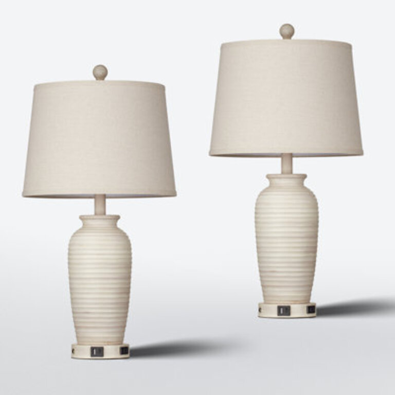 Allisan 24.3" USB Table Lamp Set with Touch Control and Bulbs