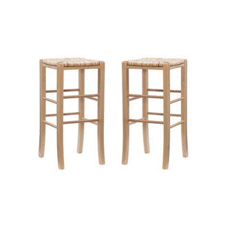 Halvorson Solid Beechwood Counter and Bar Stool With Rattan Seat