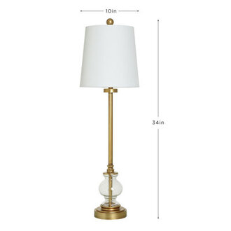 Yenni - Buffet Lamp Brass Metal Clear Seeded Glass - Brass - Off-White Shade