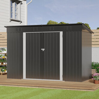 85 ft W x 36 ft D Metal Lean-To Storage ShedBlack