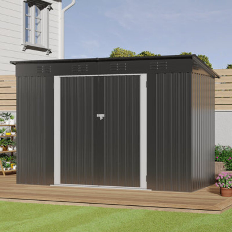 85 ft W x 36 ft D Metal Lean-To Storage ShedBlack