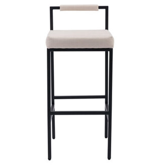 Lis Modern Bar Stools Upholstered Bar Height Barstools with Low Back and Metal Frame Couter Tall Bar Chairs Industrial Island Chairs for KitchenPub