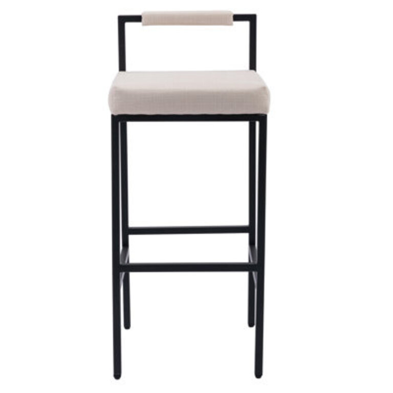 Lis Modern Bar Stools Upholstered Bar Height Barstools with Low Back and Metal Frame Couter Tall Bar Chairs Industrial Island Chairs for KitchenPub