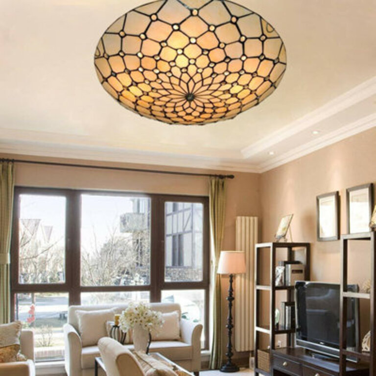 Tiffany 20 Inch 4 Light Dimmable Flush Mount Ceiling Lamp
