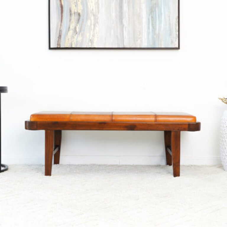 Bombay Tan Genuine Leather Bench