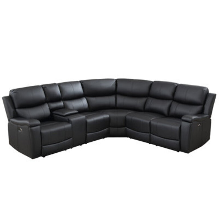 Wayland 96" Wide Vegan Leather Power Reclining Sectional with Storage & Cup Holder