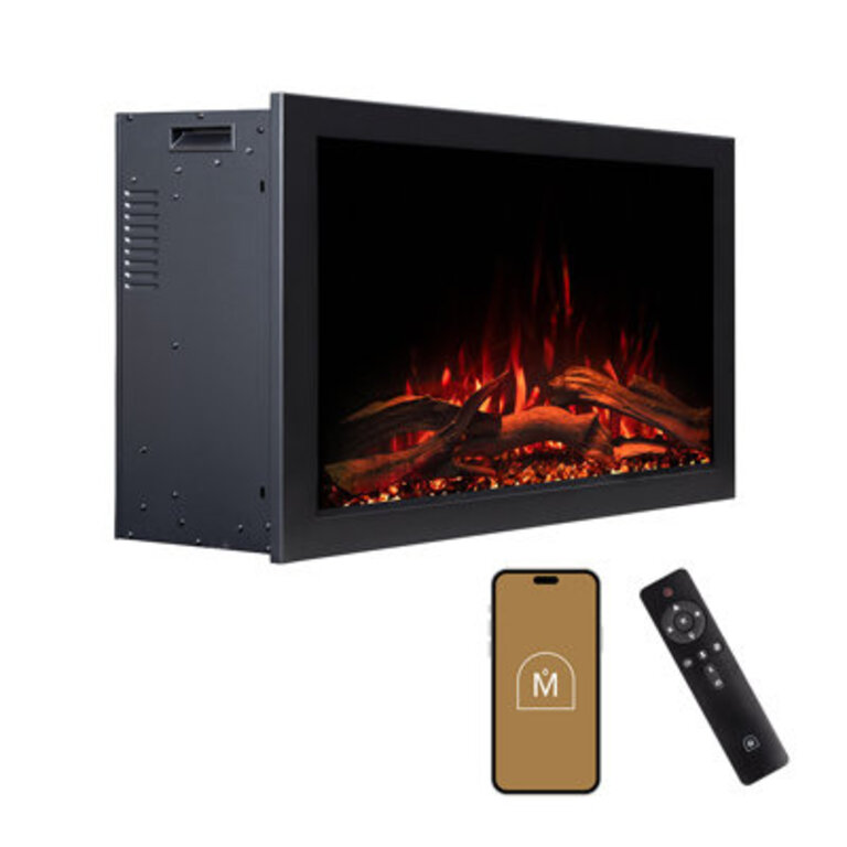 Highmark Traditional Electric Fireplace Insert Heater, WiFi, Google & Alexa Compatible, Logs & Crystals