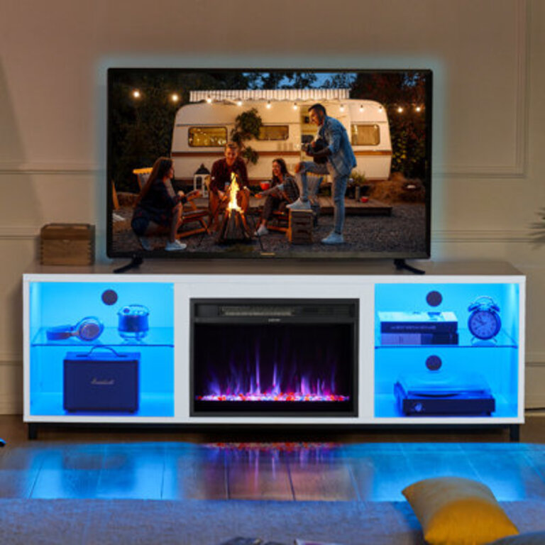 Sonegra 68 Inch Fireplace TV Stand For TV Up To 78 Inch Media Console with Electric Fireplace